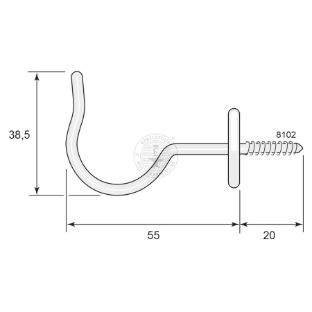 Traadist konks/nagi, 55mm