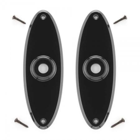 Door plate oval, large black Bakelite