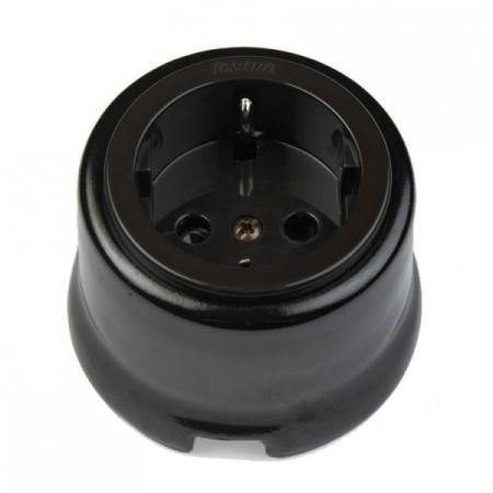 Outlet black porcelain, insert plastic, Fontini